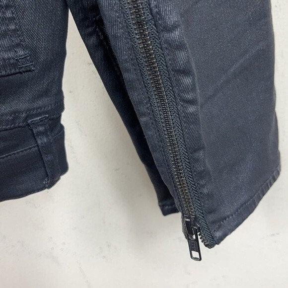 Madewell Black Skinny Skinny Moto Jeans 26 Ankle Zip Coated Leather Look Y2K - Picture 16 of 16